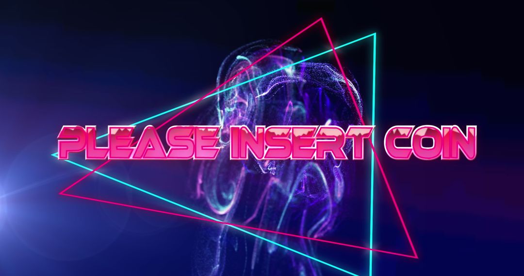 Retro Game Concept with Neon Typography Design in Blue Hue