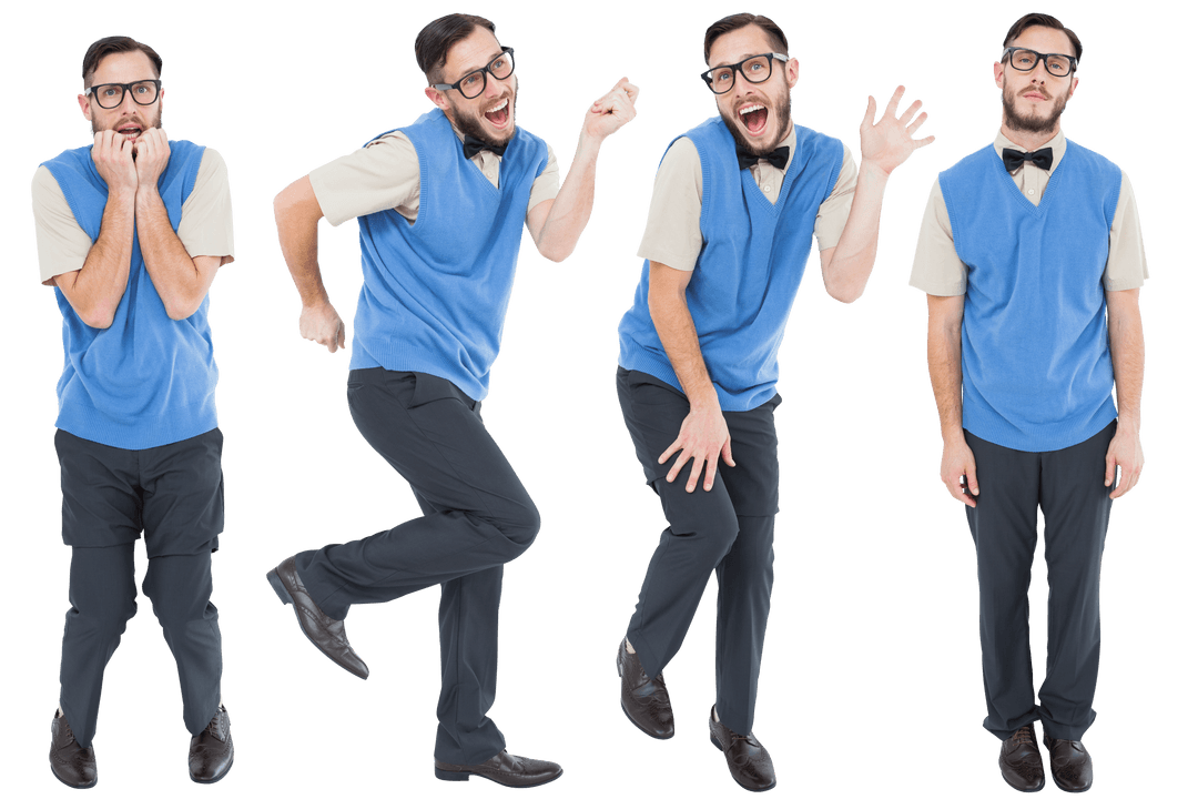 Transparent Set of Eccentric Man Expressing Quirky Emotions