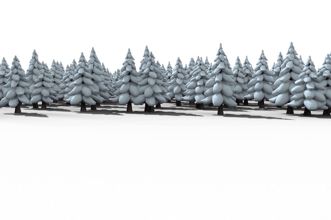 Transparent Pine Trees with Snow Winter Wonderland