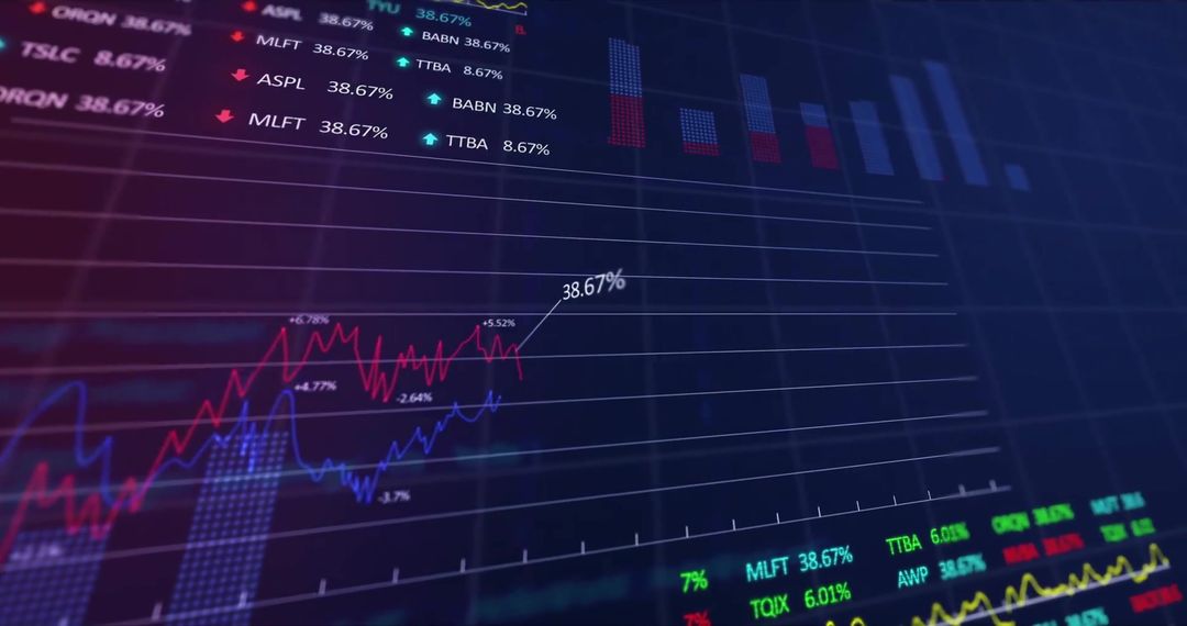 Dynamic Financial Data and Graph Analysis on Digital Display - Free Images, Stock Photos and Pictures on Pikwizard.com