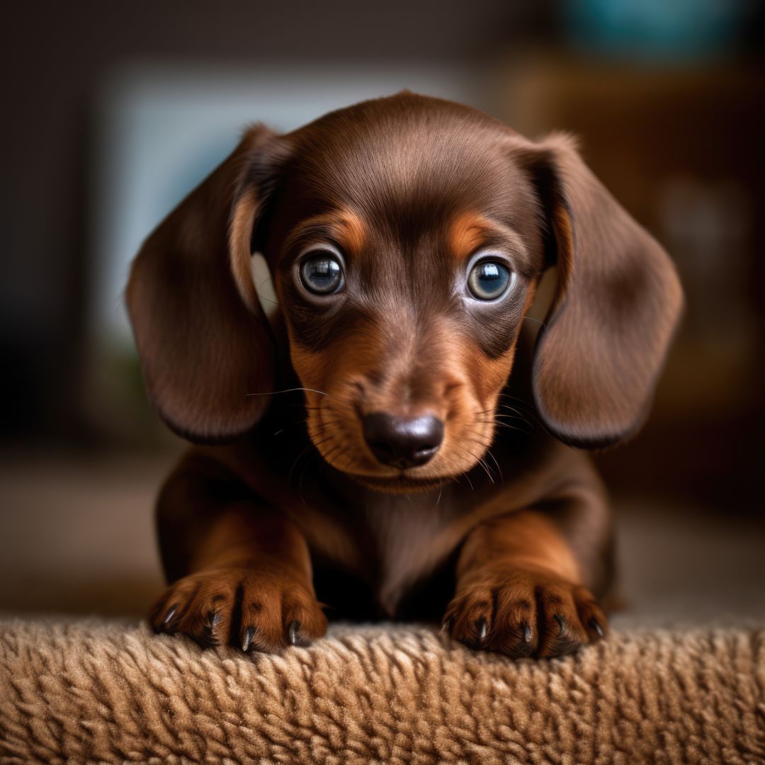 Adorable Dachshund Puppy Staring with Big Eyes - Free Images, Stock Photos and Pictures on Pikwizard.com