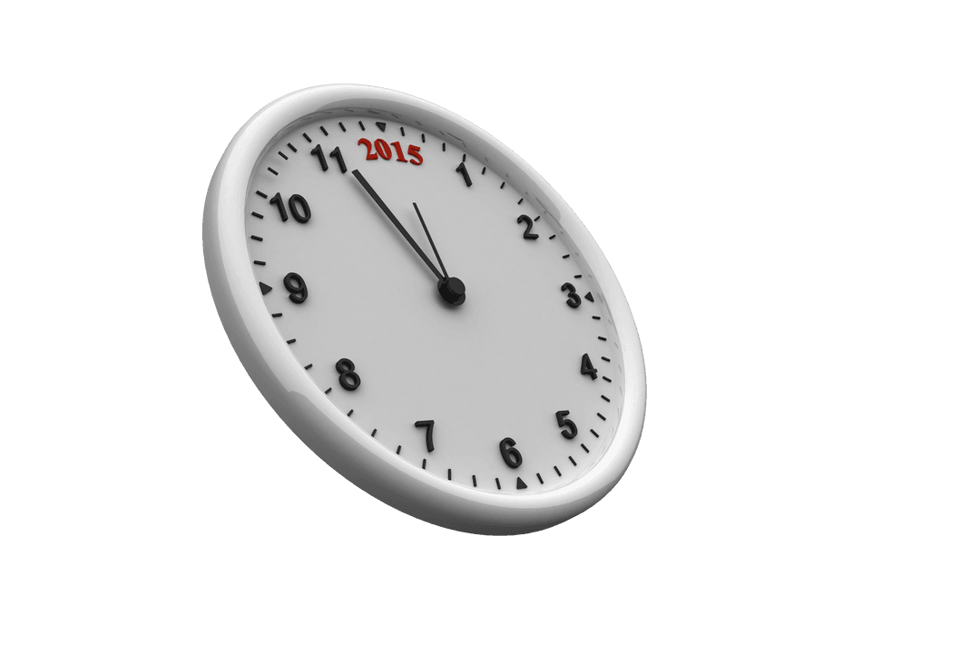 Clock Face with 2015 Time Transparent Background Illustration
