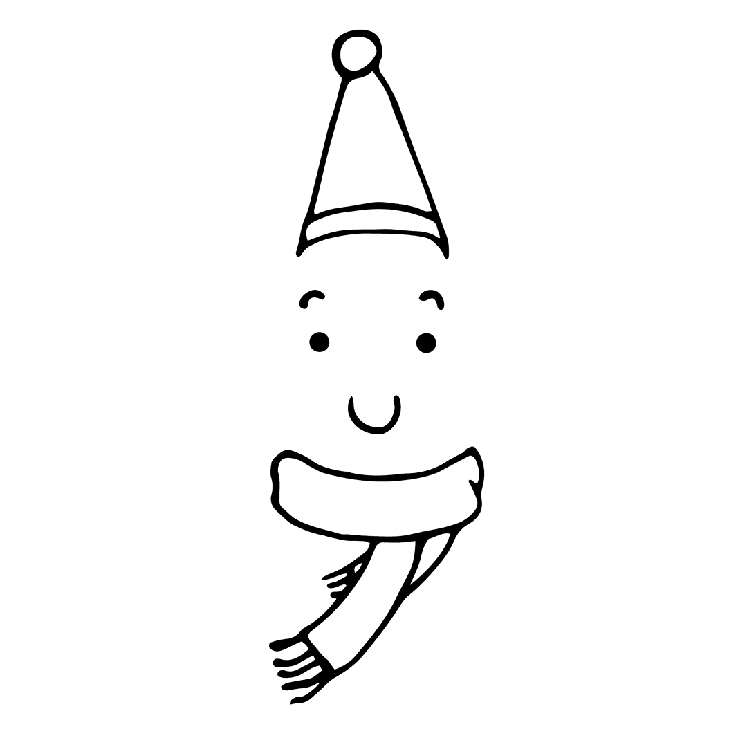 Smiling Face with Cap and Scarf on Transparent Background