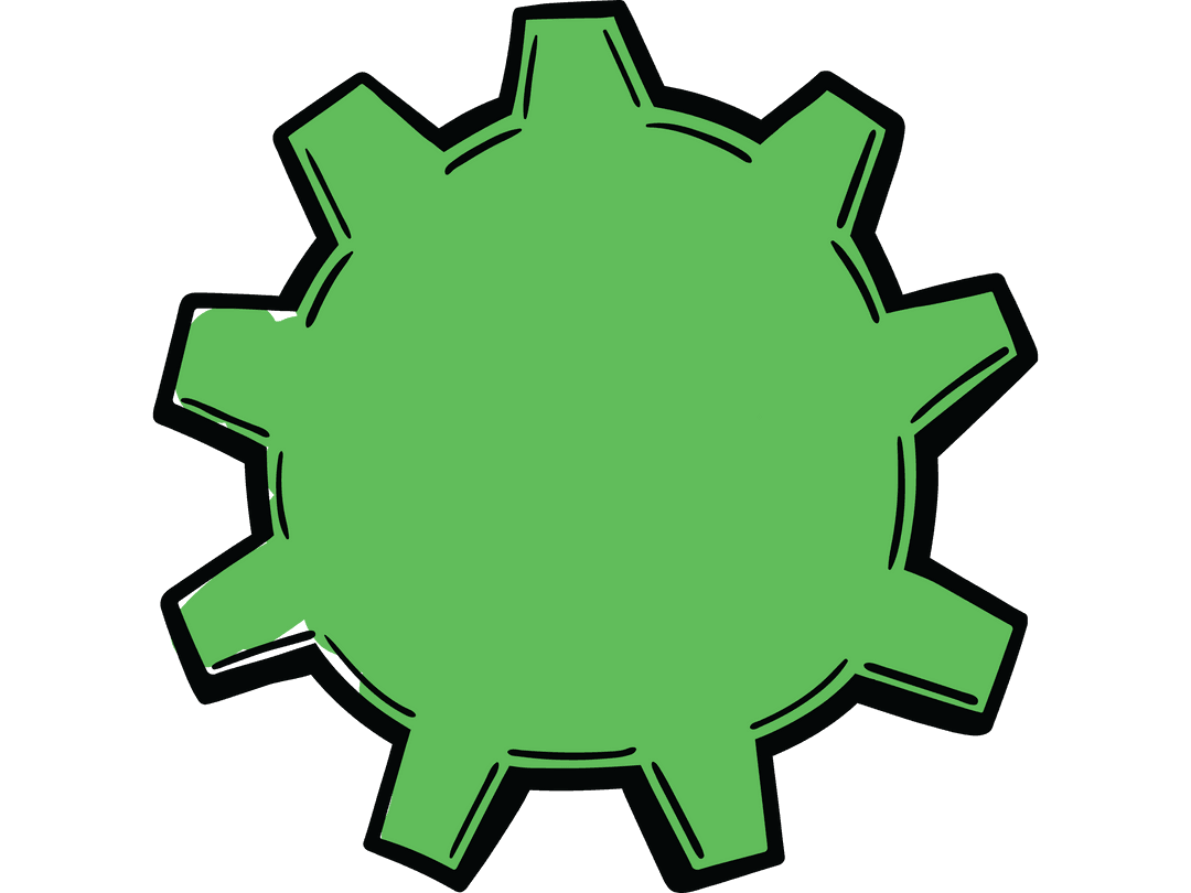 Green Inline Cog Representing Industry on Transparent Background