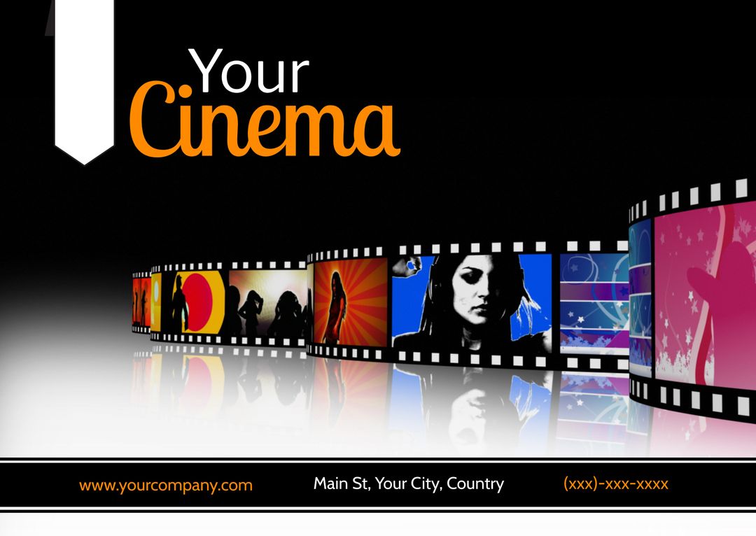 Modern Colorful Cinema Template with Film Strip Design - Download Free Stock Templates Pikwizard.com