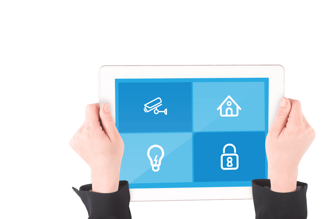 Transparent Interface Hand Showing Smart Home Controls