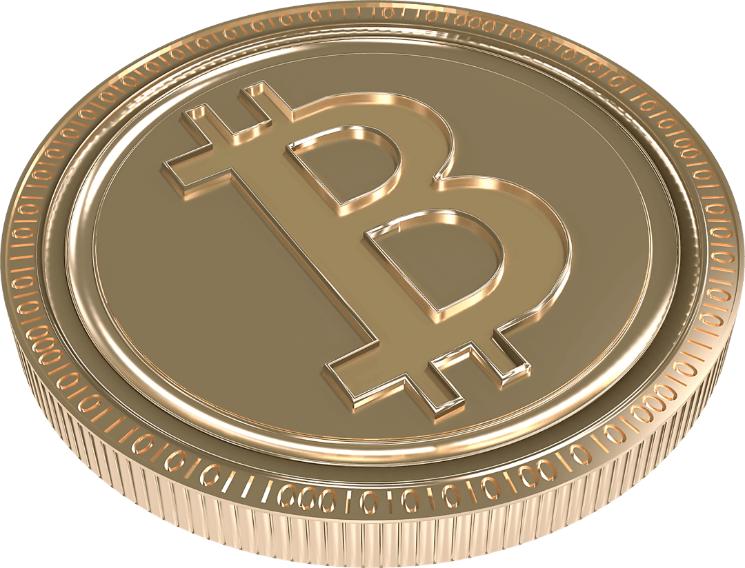 3D Bitcoin Coin Illustration on Transparent Background