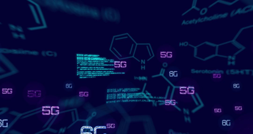 Futuristic 6G Technology Digital Interface with Chemical Formulas