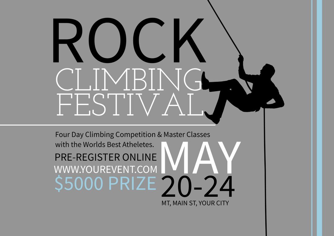 Rock Climbing Festival Poster for Event Advertisement - Download Free Stock Templates Pikwizard.com