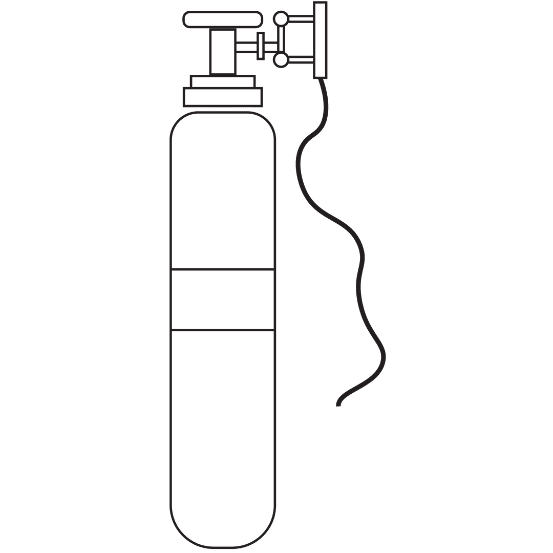 Black Outline of Air Tank on Transparent Background for Diving or Oxygen Use