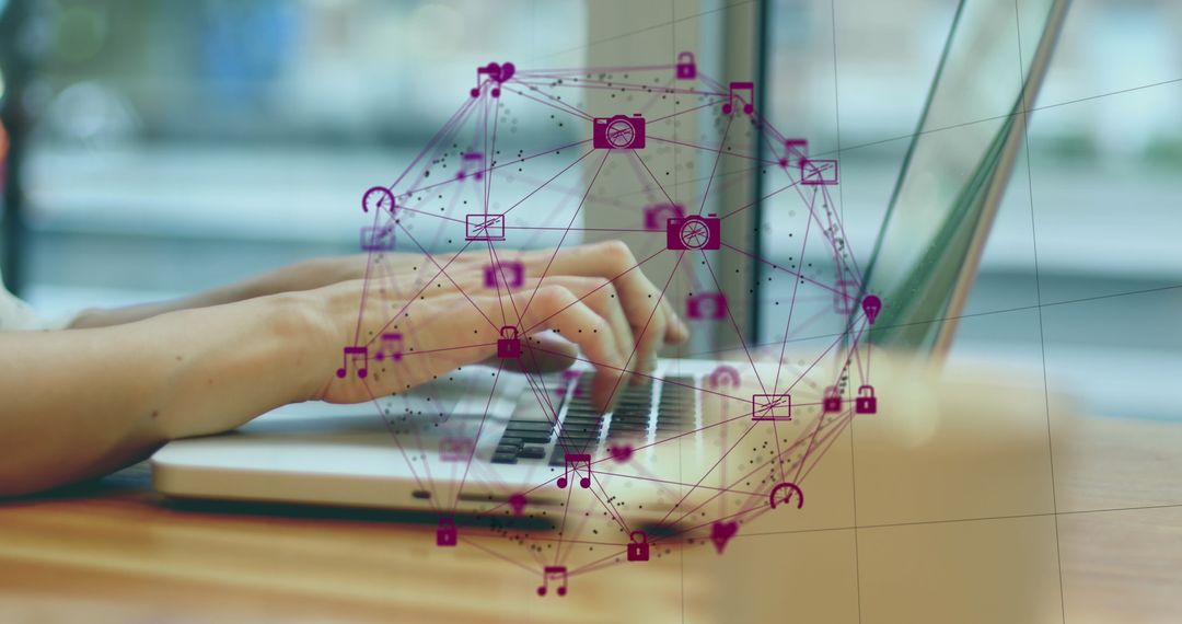 Digital Globe Overlapping Laptop Usage Symbolizing Networking