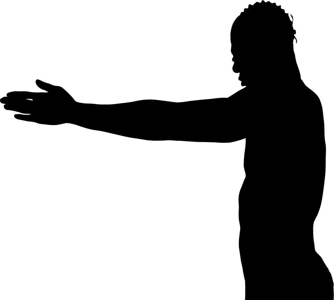 Transparent Silhouette of Man with Hands Raised Offering Gesture