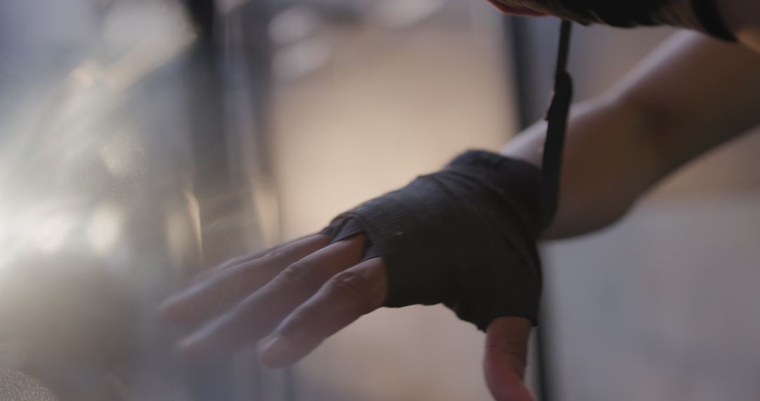Close-Up of Athlete Wrapping Hands for Boxing Training