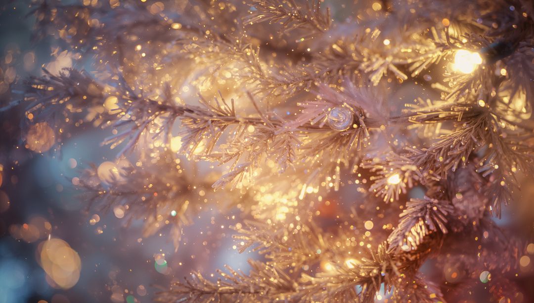 Enchanting Frosted Pine Branches with Twinkling Fairy Lights