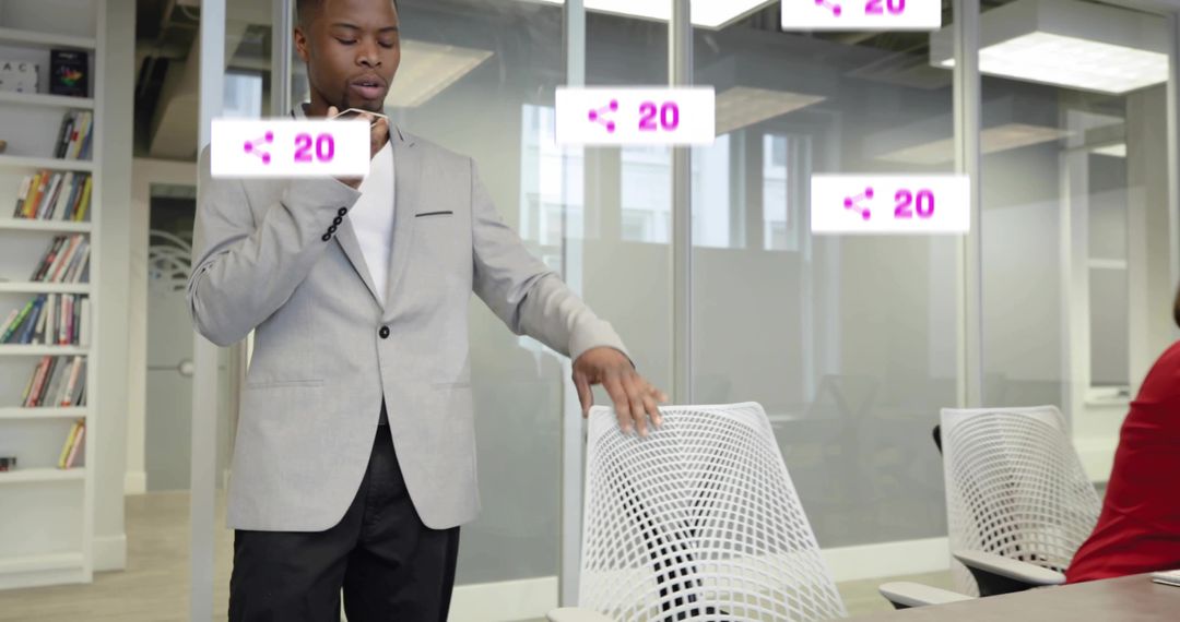 Innovative Conversations in Modern Office with Digital Elements