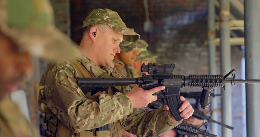 Military Personnel Training with Assault Rifles on Firing Range - Free Images, Stock Photos and Pictures on Pikwizard.com