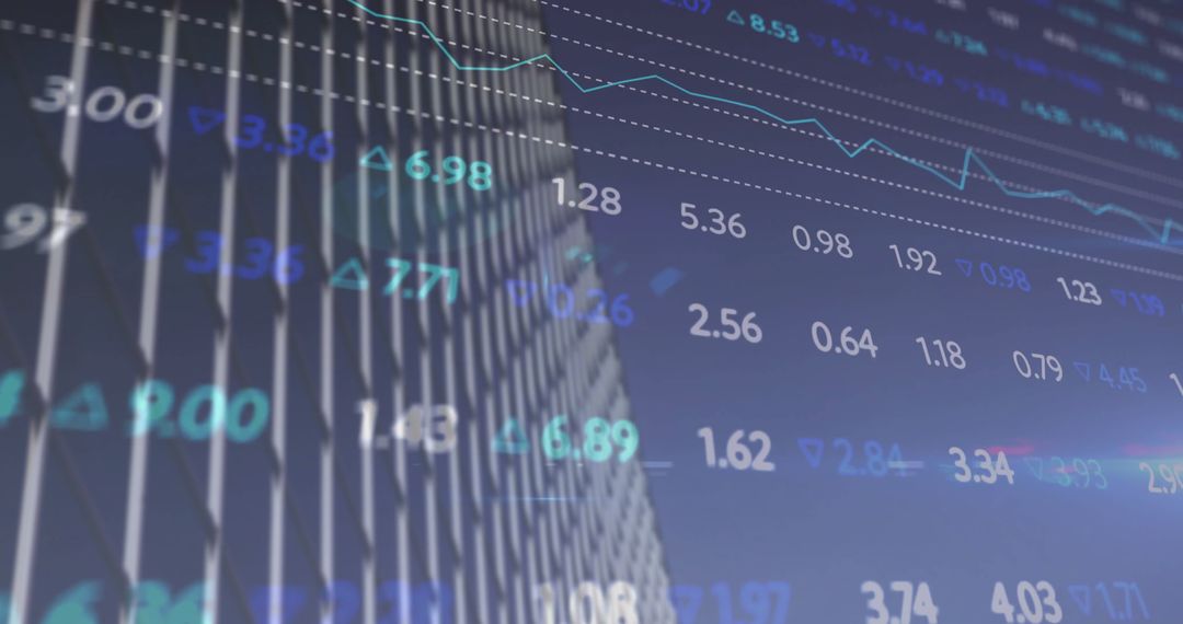 Abstract View of Stock Market Graph Overlaying Skyscraper