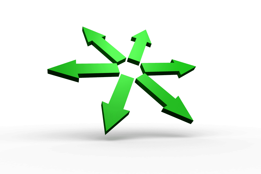 Transparent Green Arrows Indicating Multiple Directions
