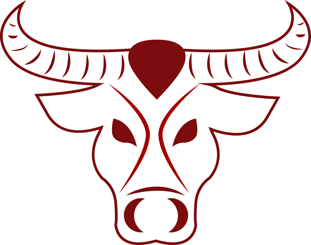 Minimalist Transparent Bull Head with Red Accents Logo Design
