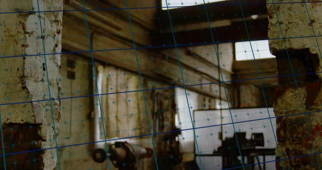 Industrial Workshop with Weathered Concrete and Machinery