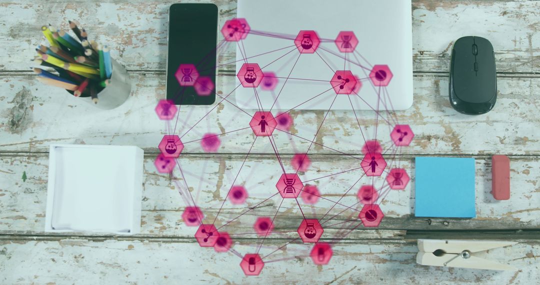 Modern Technology Network Over Office Workspace