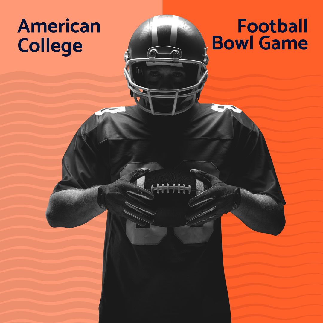 American College Football Player in Uniform Posing with Football - Download Free Stock Templates Pikwizard.com