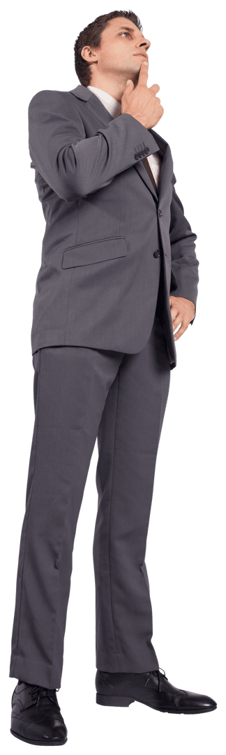 Contemplative Businessman Thinking on Transparent Background