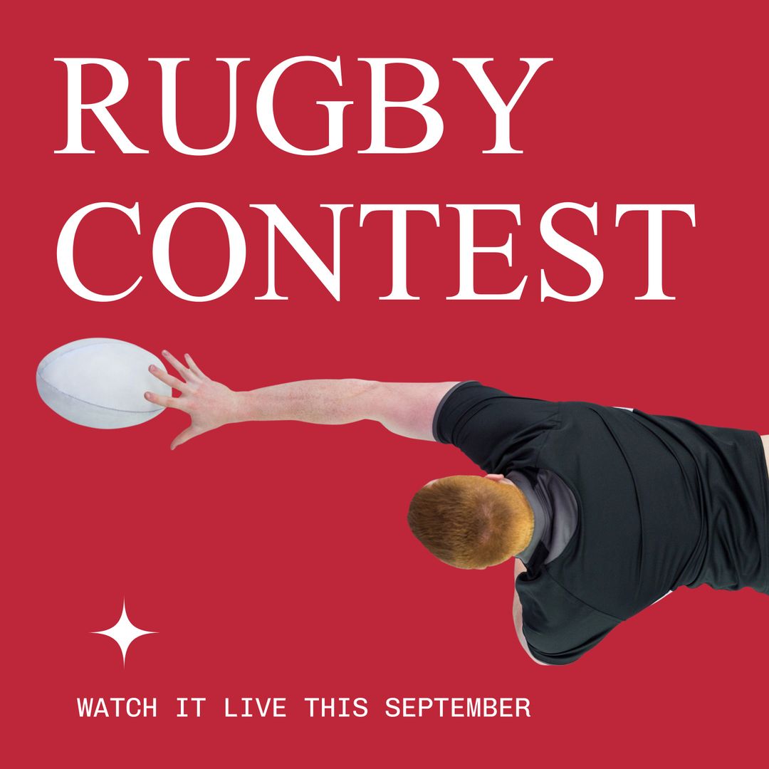 Rugby Contest Promotion with Player Reaching for Ball - Download Free Stock Templates Pikwizard.com