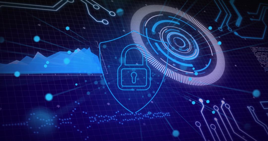 Futuristic Digital Security Interface Concept with Virtual Shield