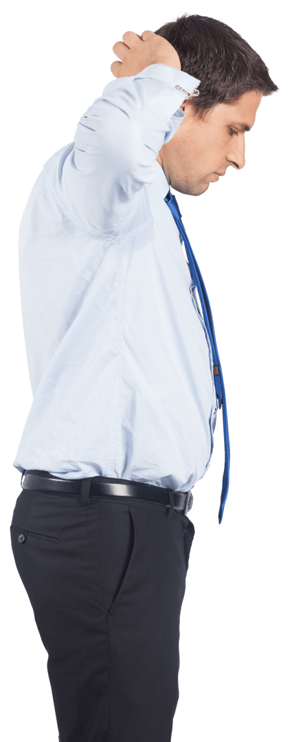 Thinking Businessman Scratching Head on Transparent Background