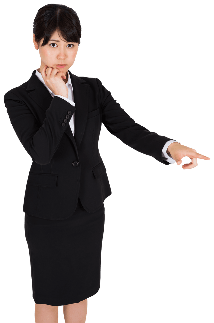 Asian Businesswoman Pointing on Transparent Interface