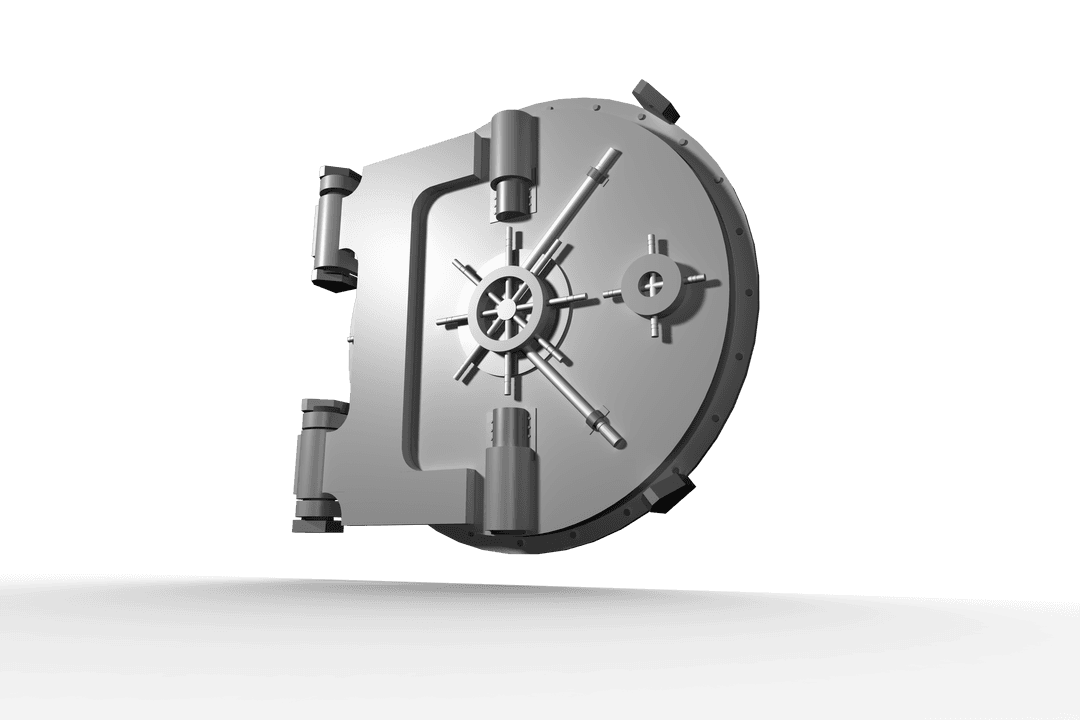 Secure Banking Vault Door on Transparent Background