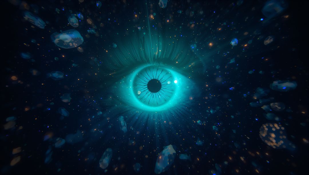 Abstract Cosmic Blue Eye with Space Elements