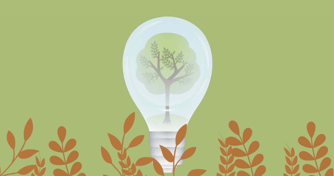 Tree Growing Inside Lightbulb Illustrating Green Energy Concepts