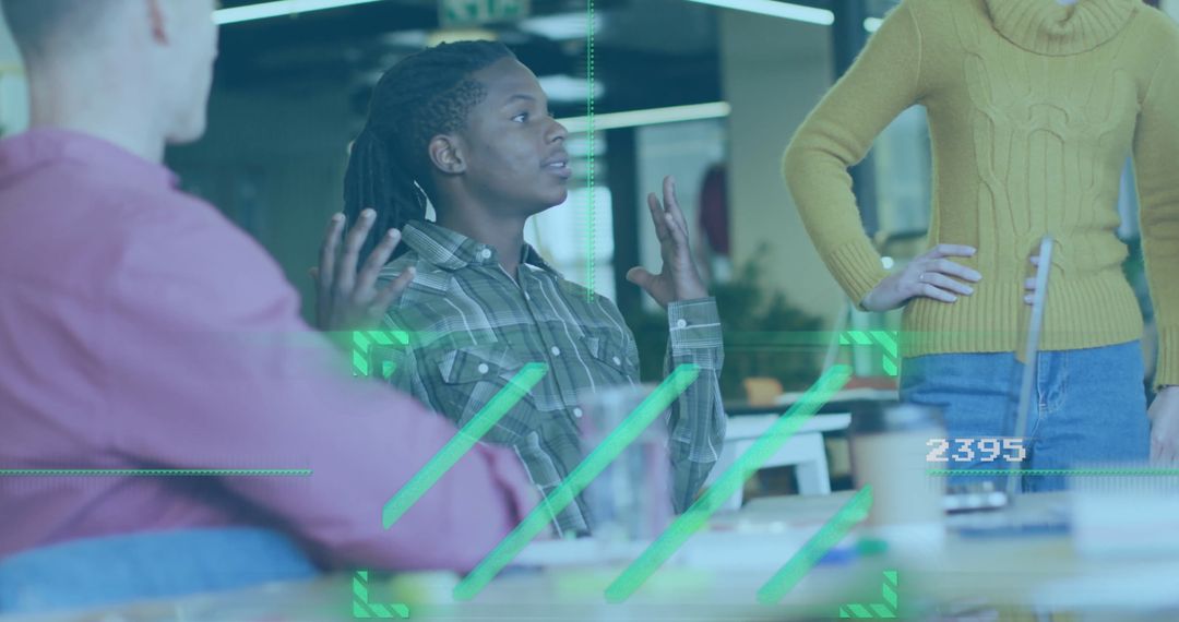 Diverse Team Collaborating on Data Analysis in Office