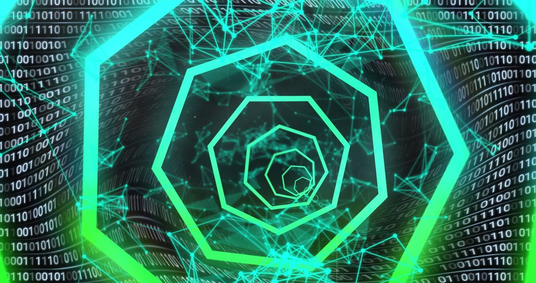 Neon Geometry and Data Matrix Combine in Futuristic Design