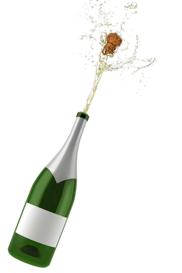 Opened Bottle of Champagne with Bubbles and Copy Space on Transparent Background - Download Free Stock Images Pikwizard.com