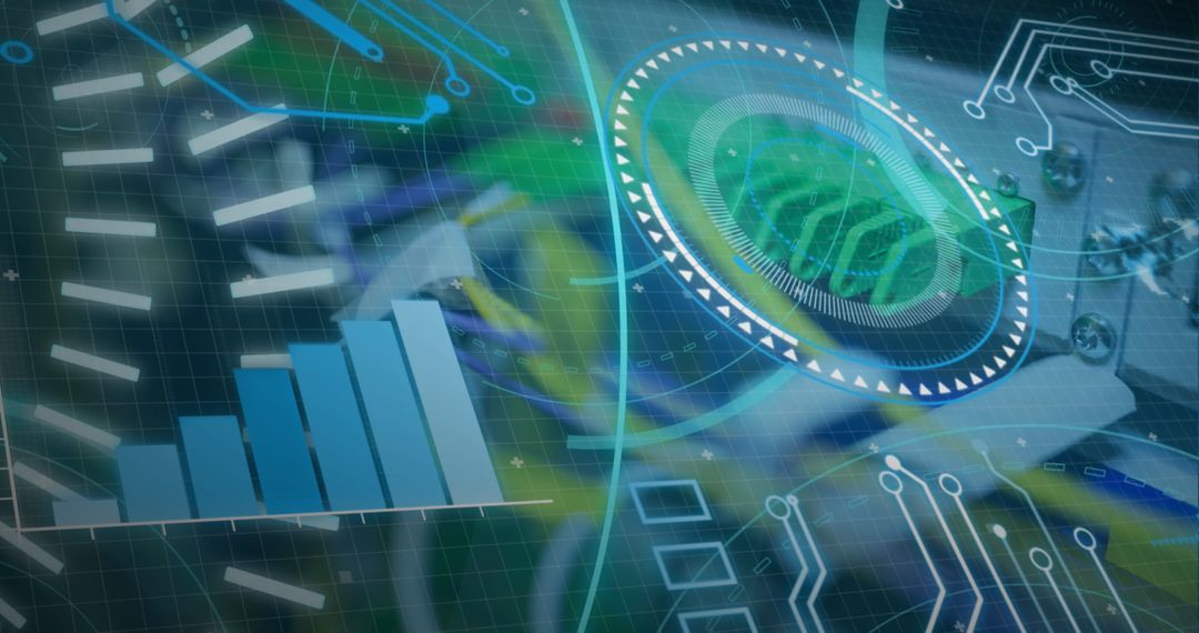 Futuristic 5G Technology and Digital Analytics Overlay