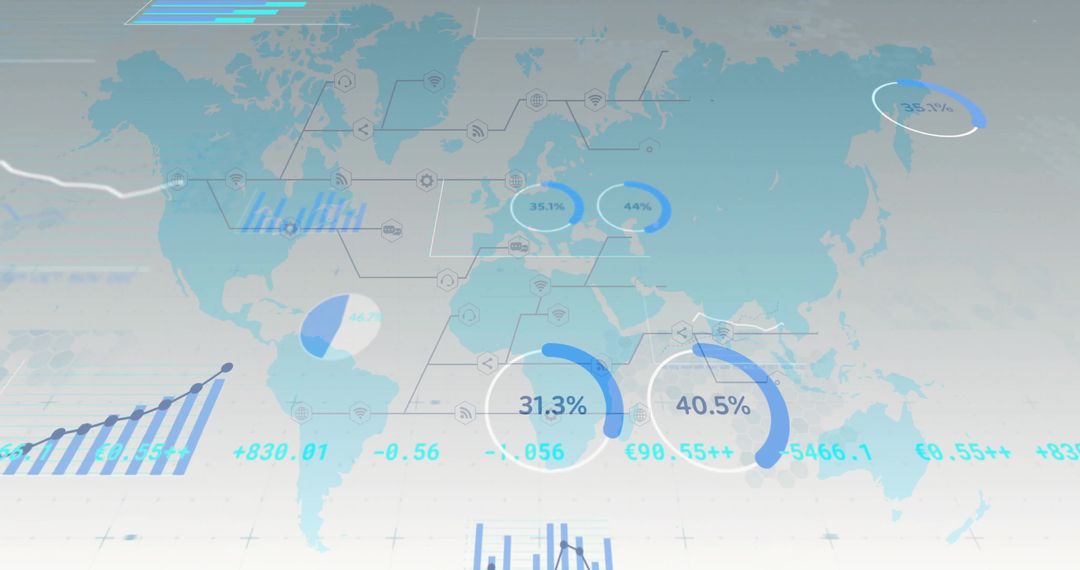 Futuristic Dashboard with Global Metrics and Data Visualization