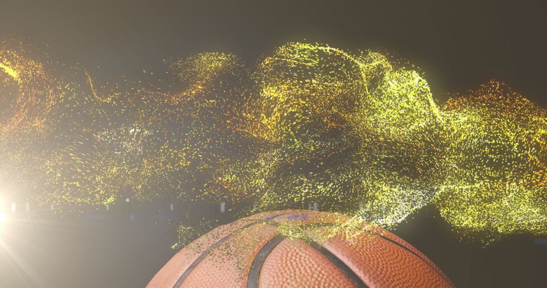 Basketball Surrounded by Dynamic Glowing Particles