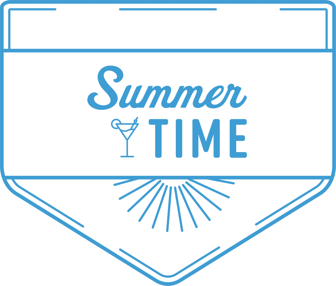 Transparent Summer Time Badge with Drink Illustration