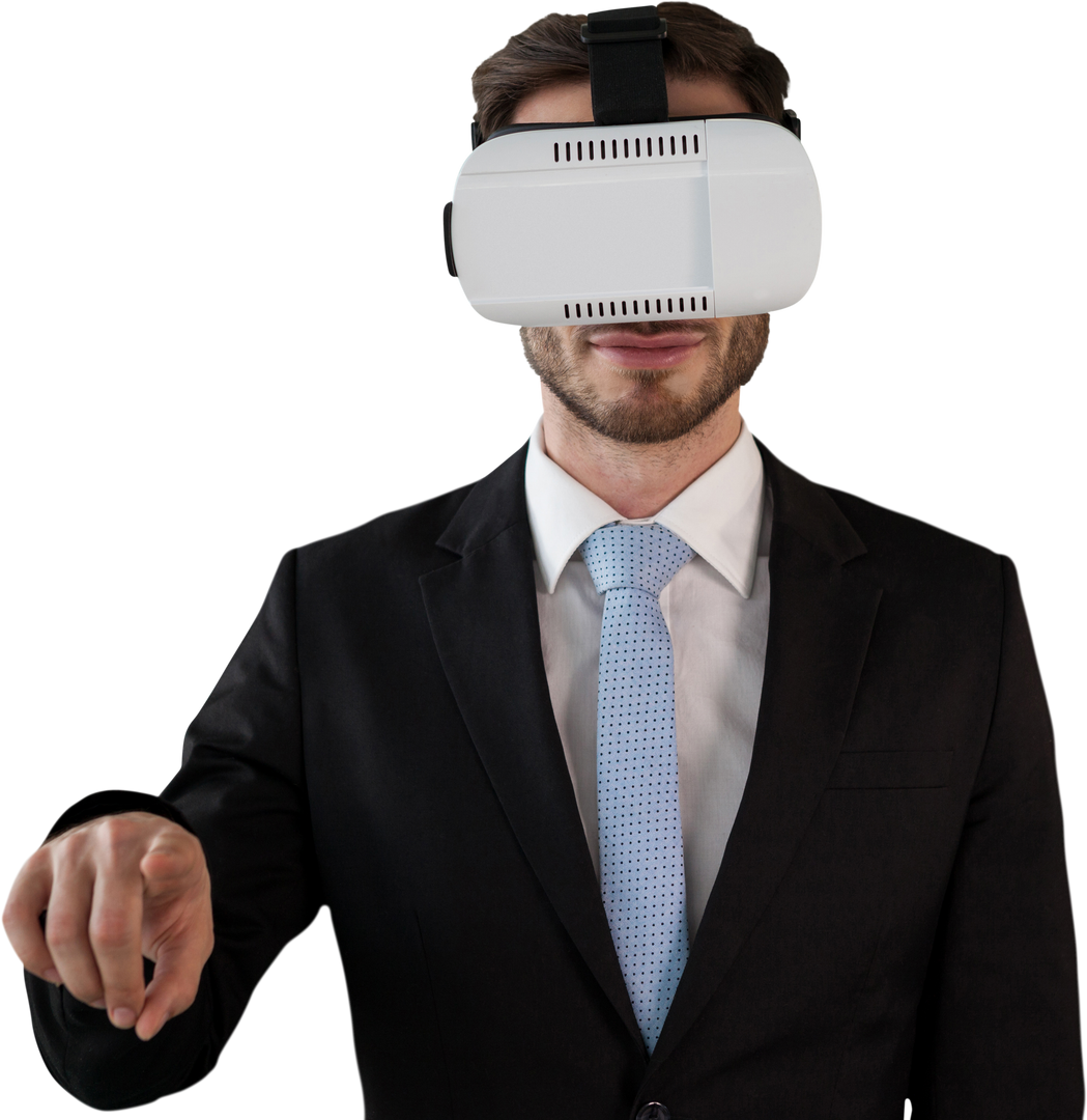 Businessman in Suit Using Transparent VR Technology - Download Free Stock Images Pikwizard.com