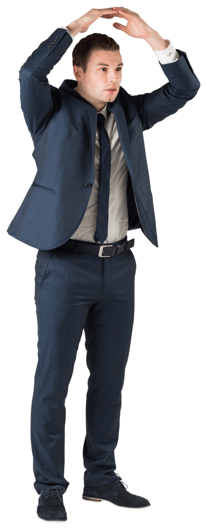Businessman with Hands over Head Transparent Background