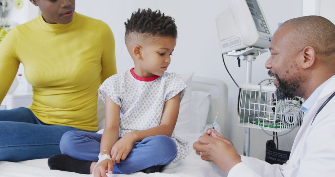 Doctor Administering Vaccine to Child in Hospital with Mother - Free Images, Stock Photos and Pictures on Pikwizard.com