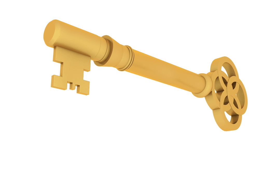 Illustration of Golden Key on Transparent Background