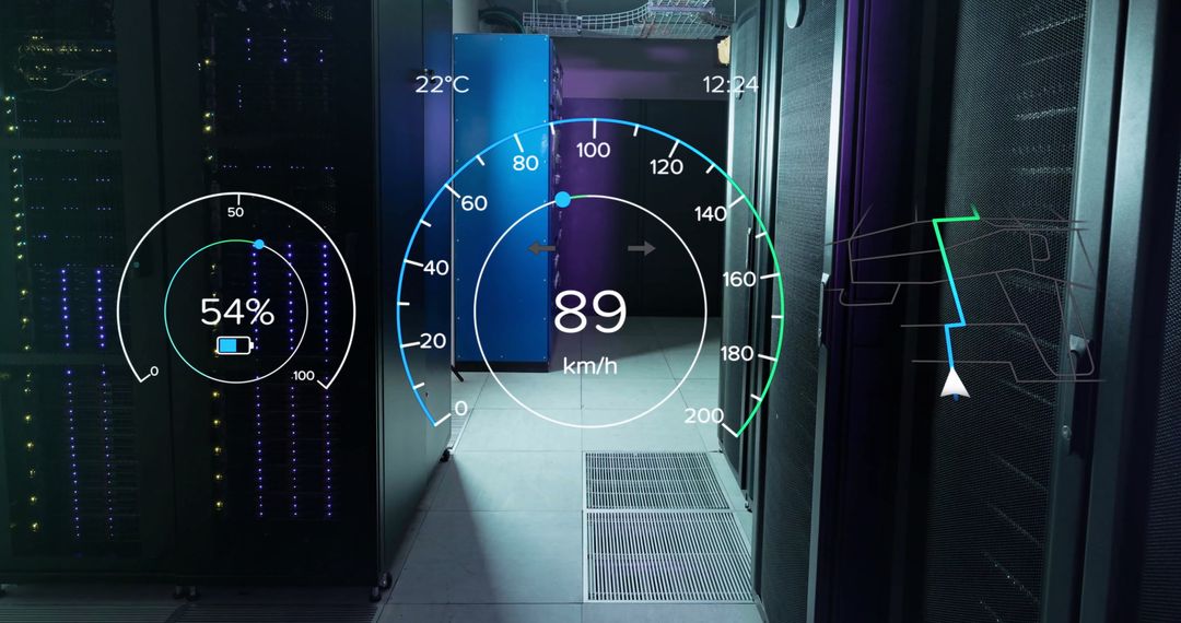 Innovative Data Processing Display in High-Tech Server Room