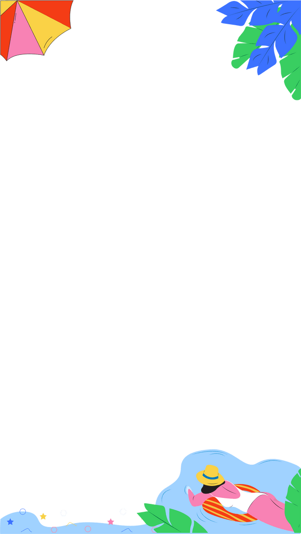 Transparent Background Tropical Summer Relaxation Concept