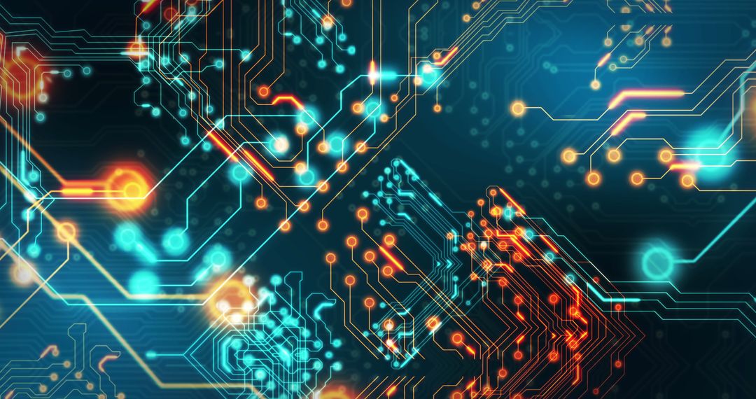 Futuristic Glowing Circuit Board Design in Vibrant Colors