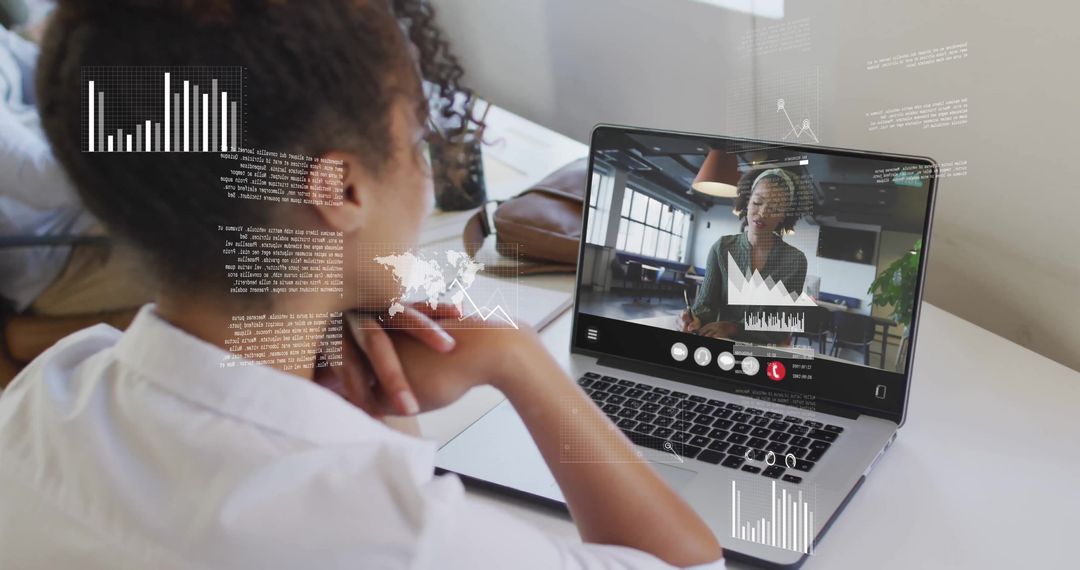 Diverse Business Team Engaging in Virtual Video Conference for Financial Analysis