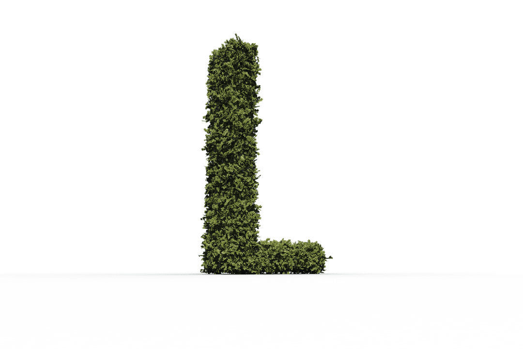 Grass Letter L on Transparent Background